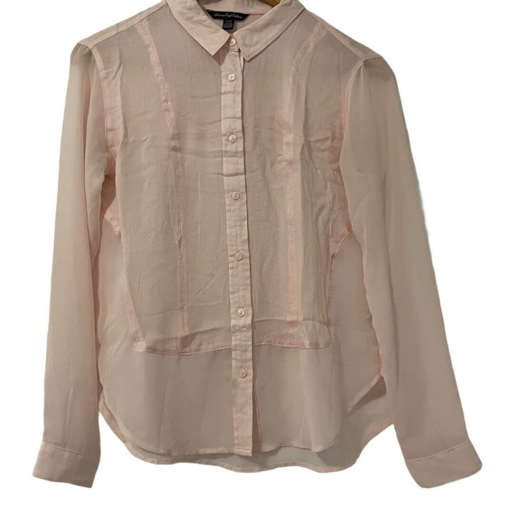 American Eagle Outfitters Women's Pink Blouse Shirt Top, Size XS